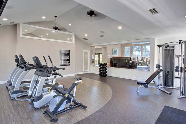 Fitness center has free weights, multi-use machine, lots of other options.